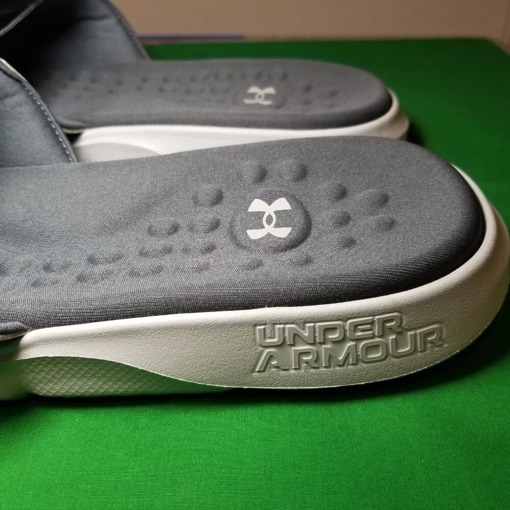 Under Armour Ignite Pro Slides Men Size 18 Black Gray Sandals Big & Tall NWT